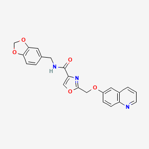 N-(1,3-benzodioxol-5-ylmethyl)-2-[(6-quinolinyloxy)methyl]-1,3-oxazole-4-carboxamide