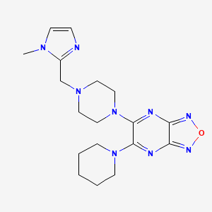 molecular formula C18H25N9O B3784271 5-{4-[(1-methyl-1H-imidazol-2-yl)methyl]-1-piperazinyl}-6-(1-piperidinyl)[1,2,5]oxadiazolo[3,4-b]pyrazine 