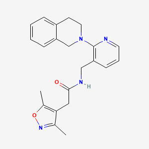 molecular formula C22H24N4O2 B3784311 N-{[2-(3,4-dihydro-2(1H)-isoquinolinyl)-3-pyridinyl]methyl}-2-(3,5-dimethyl-4-isoxazolyl)acetamide 