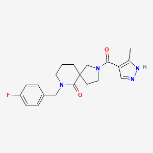 molecular formula C20H23FN4O2 B3784339 7-(4-fluorobenzyl)-2-[(3-methyl-1H-pyrazol-4-yl)carbonyl]-2,7-diazaspiro[4.5]decan-6-one 