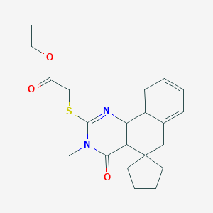 ethyl 2-(3-methyl-4-oxospiro[6H-benzo[h]quinazoline-5,1'-cyclopentane]-2-yl)sulfanylacetate