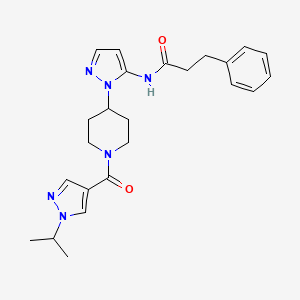 N-(1-{1-[(1-isopropyl-1H-pyrazol-4-yl)carbonyl]-4-piperidinyl}-1H-pyrazol-5-yl)-3-phenylpropanamide