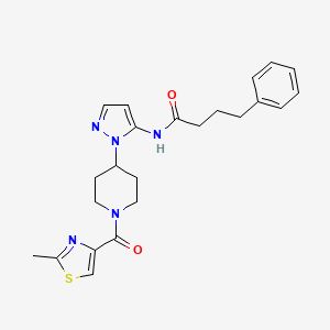 molecular formula C23H27N5O2S B3784428 N-(1-{1-[(2-methyl-1,3-thiazol-4-yl)carbonyl]-4-piperidinyl}-1H-pyrazol-5-yl)-4-phenylbutanamide 