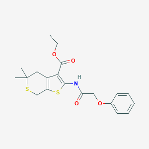 molecular formula C20H23NO4S2 B378443 ethyl 5,5-dimethyl-2-[(phenoxyacetyl)amino]-4,7-dihydro-5H-thieno[2,3-c]thiopyran-3-carboxylate CAS No. 303014-01-9