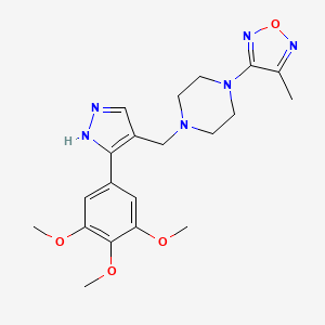 molecular formula C20H26N6O4 B3784438 3-methyl-4-[4-[[5-(3,4,5-trimethoxyphenyl)-1H-pyrazol-4-yl]methyl]piperazin-1-yl]-1,2,5-oxadiazole 