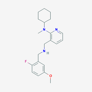 molecular formula C21H28FN3O B3784443 N-cyclohexyl-3-{[(2-fluoro-5-methoxybenzyl)amino]methyl}-N-methyl-2-pyridinamine 