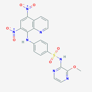 molecular formula C20H15N7O7S B378446 4-({5,7-bisnitro-8-quinolinyl}amino)-N-(3-methoxy-2-pyrazinyl)benzenesulfonamide 