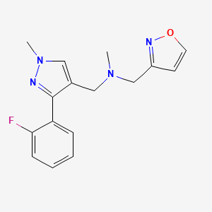 N-[[3-(2-fluorophenyl)-1-methylpyrazol-4-yl]methyl]-N-methyl-1-(1,2-oxazol-3-yl)methanamine