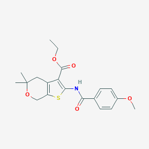 molecular formula C20H23NO5S B378448 ethyl 2-[(4-methoxybenzoyl)amino]-5,5-dimethyl-4,7-dihydro-5H-thieno[2,3-c]pyran-3-carboxylate CAS No. 307344-14-5