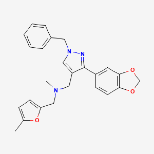 molecular formula C25H25N3O3 B3784496 1-[3-(1,3-benzodioxol-5-yl)-1-benzyl-1H-pyrazol-4-yl]-N-methyl-N-[(5-methyl-2-furyl)methyl]methanamine 