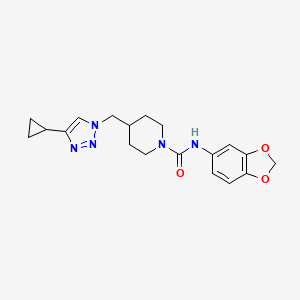 molecular formula C19H23N5O3 B3784507 N-1,3-benzodioxol-5-yl-4-[(4-cyclopropyl-1H-1,2,3-triazol-1-yl)methyl]-1-piperidinecarboxamide 