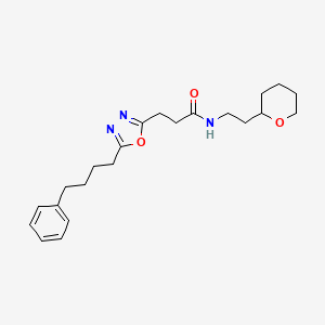 molecular formula C22H31N3O3 B3784534 3-[5-(4-phenylbutyl)-1,3,4-oxadiazol-2-yl]-N-[2-(tetrahydro-2H-pyran-2-yl)ethyl]propanamide 