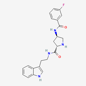 molecular formula C22H23FN4O2 B3784542 (2S,4R)-4-[(3-fluorobenzoyl)amino]-N-[2-(1H-indol-3-yl)ethyl]pyrrolidine-2-carboxamide 