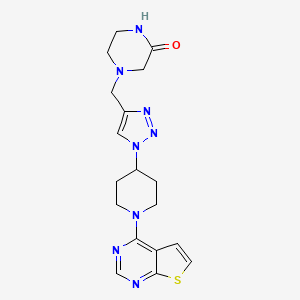 molecular formula C18H22N8OS B3784605 4-{[1-(1-thieno[2,3-d]pyrimidin-4-ylpiperidin-4-yl)-1H-1,2,3-triazol-4-yl]methyl}piperazin-2-one 