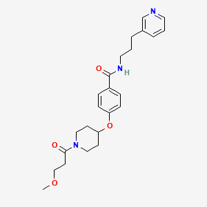 molecular formula C24H31N3O4 B3784612 4-{[1-(3-methoxypropanoyl)-4-piperidinyl]oxy}-N-[3-(3-pyridinyl)propyl]benzamide 