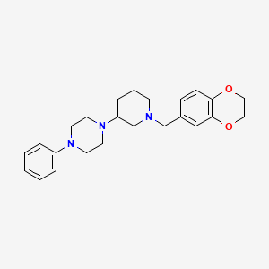 molecular formula C24H31N3O2 B3784613 1-[1-(2,3-dihydro-1,4-benzodioxin-6-ylmethyl)-3-piperidinyl]-4-phenylpiperazine 