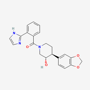 molecular formula C22H21N3O4 B3784630 (3S*,4S*)-4-(1,3-benzodioxol-5-yl)-1-[2-(1H-imidazol-2-yl)benzoyl]piperidin-3-ol 