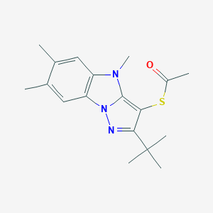 molecular formula C18H23N3OS B378464 S-(2-tert-butyl-4,6,7-trimethyl-4H-pyrazolo[1,5-a]benzimidazol-3-yl) ethanethioate 