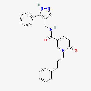 6-oxo-1-(3-phenylpropyl)-N-[(5-phenyl-1H-pyrazol-4-yl)methyl]piperidine-3-carboxamide