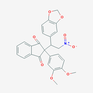 molecular formula C26H21NO8 B378465 2-[1-(1,3-Benzodioxol-5-yl)-2-nitroethyl]-2-(3,4-dimethoxyphenyl)indene-1,3-dione 