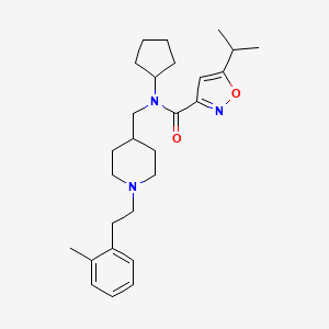 molecular formula C27H39N3O2 B3784684 N-cyclopentyl-5-isopropyl-N-({1-[2-(2-methylphenyl)ethyl]-4-piperidinyl}methyl)-3-isoxazolecarboxamide 