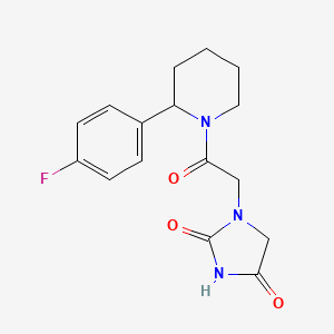 molecular formula C16H18FN3O3 B3784707 1-{2-[2-(4-fluorophenyl)-1-piperidinyl]-2-oxoethyl}-2,4-imidazolidinedione 