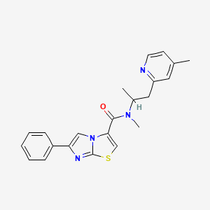 molecular formula C22H22N4OS B3784719 N-methyl-N-[1-methyl-2-(4-methylpyridin-2-yl)ethyl]-6-phenylimidazo[2,1-b][1,3]thiazole-3-carboxamide 