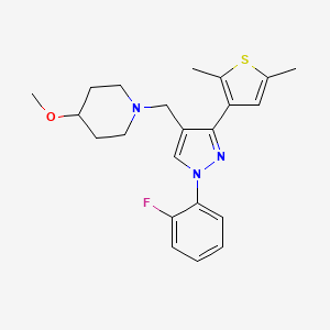 molecular formula C22H26FN3OS B3784804 1-{[3-(2,5-dimethyl-3-thienyl)-1-(2-fluorophenyl)-1H-pyrazol-4-yl]methyl}-4-methoxypiperidine 