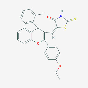 molecular formula C28H23NO3S2 B378481 5-{[2-(4-ethoxyphenyl)-4-(2-methylphenyl)-4H-chromen-3-yl]methylene}-2-thioxo-1,3-thiazolidin-4-one CAS No. 330559-06-3