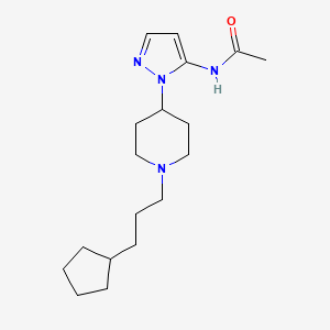 molecular formula C18H30N4O B3784819 N-{1-[1-(3-cyclopentylpropyl)-4-piperidinyl]-1H-pyrazol-5-yl}acetamide 