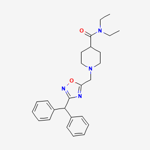 molecular formula C26H32N4O2 B3784830 1-{[3-(diphenylmethyl)-1,2,4-oxadiazol-5-yl]methyl}-N,N-diethyl-4-piperidinecarboxamide 