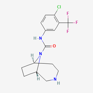 molecular formula C15H17ClF3N3O B3784869 (1S,6R)-N-[4-chloro-3-(trifluoromethyl)phenyl]-3,9-diazabicyclo[4.2.1]nonane-9-carboxamide 