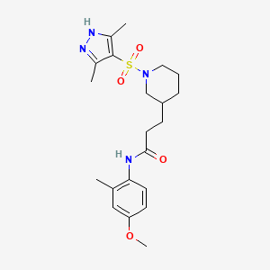 molecular formula C21H30N4O4S B3784877 3-{1-[(3,5-dimethyl-1H-pyrazol-4-yl)sulfonyl]-3-piperidinyl}-N-(4-methoxy-2-methylphenyl)propanamide 