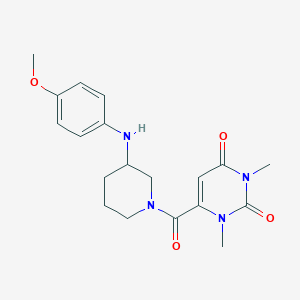 molecular formula C19H24N4O4 B3784885 6-({3-[(4-methoxyphenyl)amino]-1-piperidinyl}carbonyl)-1,3-dimethyl-2,4(1H,3H)-pyrimidinedione 