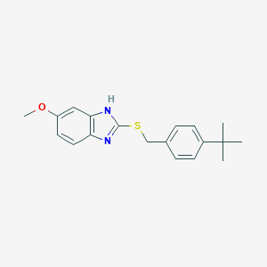 molecular formula C19H22N2OS B378499 2-[(4-tert-butylphenyl)methylsulfanyl]-6-methoxy-1H-benzimidazole 