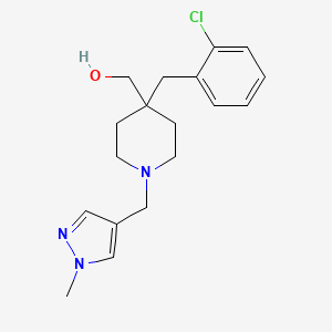 molecular formula C18H24ClN3O B3785026 [4-[(2-Chlorophenyl)methyl]-1-[(1-methylpyrazol-4-yl)methyl]piperidin-4-yl]methanol 