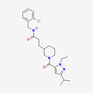 molecular formula C24H33ClN4O2 B3785053 N-(2-chlorobenzyl)-3-{1-[(1-ethyl-3-isopropyl-1H-pyrazol-5-yl)carbonyl]-3-piperidinyl}propanamide 