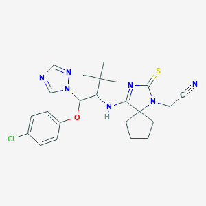 2-[4-[[1-(4-chlorophenoxy)-3,3-dimethyl-1-(1,2,4-triazol-1-yl)butan-2-yl]amino]-2-sulfanylidene-1,3-diazaspiro[4.4]non-3-en-1-yl]acetonitrile