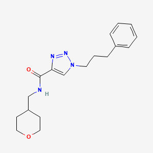 molecular formula C18H24N4O2 B3785181 1-(3-phenylpropyl)-N-(tetrahydro-2H-pyran-4-ylmethyl)-1H-1,2,3-triazole-4-carboxamide 