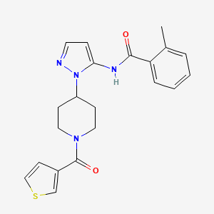 molecular formula C21H22N4O2S B3785185 2-methyl-N-[2-[1-(thiophene-3-carbonyl)piperidin-4-yl]pyrazol-3-yl]benzamide 