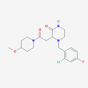 4-(2-chloro-4-fluorobenzyl)-3-[2-(4-methoxy-1-piperidinyl)-2-oxoethyl]-2-piperazinone