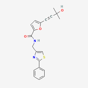 5-(3-hydroxy-3-methylbut-1-yn-1-yl)-N-[(2-phenyl-1,3-thiazol-4-yl)methyl]-2-furamide