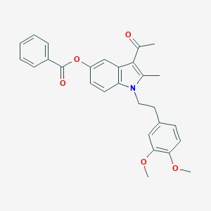 molecular formula C28H27NO5 B378535 3-acetyl-1-[2-(3,4-dimethoxyphenyl)ethyl]-2-methyl-1H-indol-5-yl benzoate 