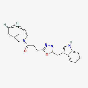 (1R*,3S*,6R*,8S*)-4-{3-[5-(1H-indol-3-ylmethyl)-1,3,4-oxadiazol-2-yl]propanoyl}-4-azatricyclo[4.3.1.1~3,8~]undecane