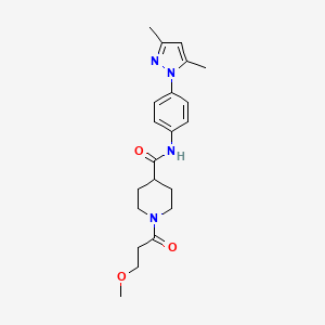 N-[4-(3,5-dimethyl-1H-pyrazol-1-yl)phenyl]-1-(3-methoxypropanoyl)-4-piperidinecarboxamide