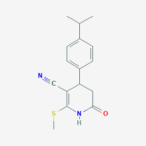 molecular formula C16H18N2OS B378546 4-(4-Isopropylphenyl)-2-(methylsulfanyl)-6-oxo-1,4,5,6-tetrahydro-3-pyridinecarbonitrile CAS No. 332050-52-9