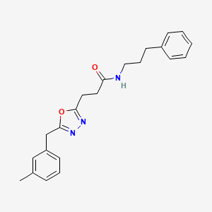 molecular formula C22H25N3O2 B3785487 3-[5-[(3-methylphenyl)methyl]-1,3,4-oxadiazol-2-yl]-N-(3-phenylpropyl)propanamide 