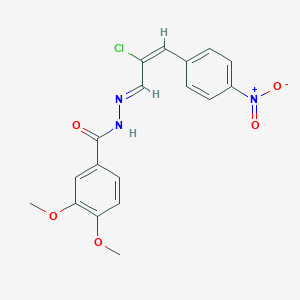 molecular formula C18H16ClN3O5 B378549 N'-(2-chloro-3-{4-nitrophenyl}-2-propenylidene)-3,4-dimethoxybenzohydrazide 