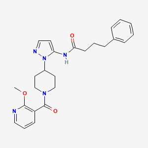 molecular formula C25H29N5O3 B3785523 N-(1-{1-[(2-methoxy-3-pyridinyl)carbonyl]-4-piperidinyl}-1H-pyrazol-5-yl)-4-phenylbutanamide 