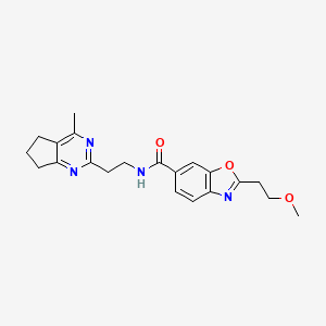 molecular formula C21H24N4O3 B3785532 2-(2-methoxyethyl)-N-[2-(4-methyl-6,7-dihydro-5H-cyclopenta[d]pyrimidin-2-yl)ethyl]-1,3-benzoxazole-6-carboxamide 